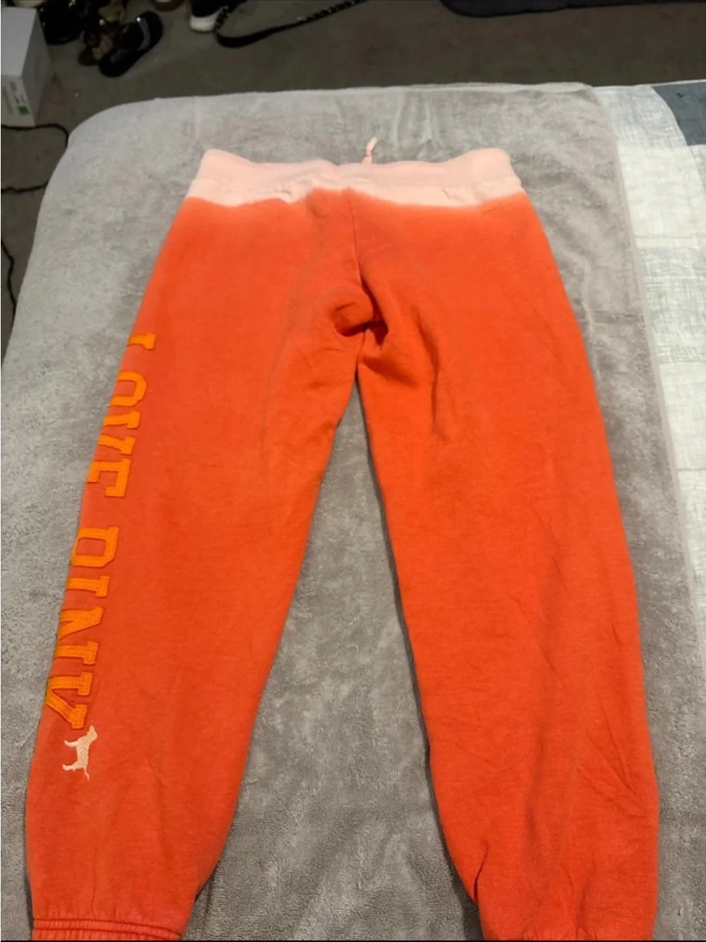 PINK Victoria's Secret Orange-to-Light  Dip Dye Joggers